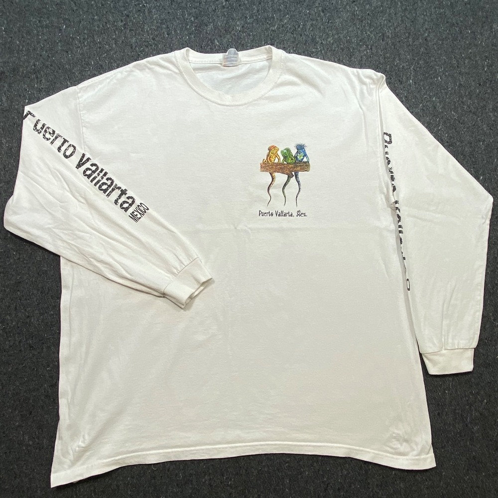 Yazbek Souvenir Men 2XL Puerto Vallarta Mexico Iguana Graphic Long Sleeve Shirt